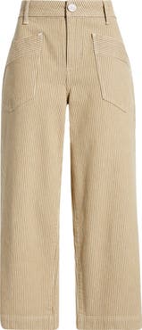 CITY BLUES Stripe Patch Pocket Crop Wide Leg Pants