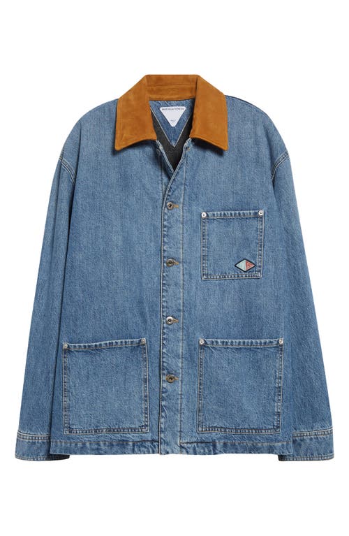 Shop Bottega Veneta Padded Denim Workwear Jacket In 4715 Mid Blue