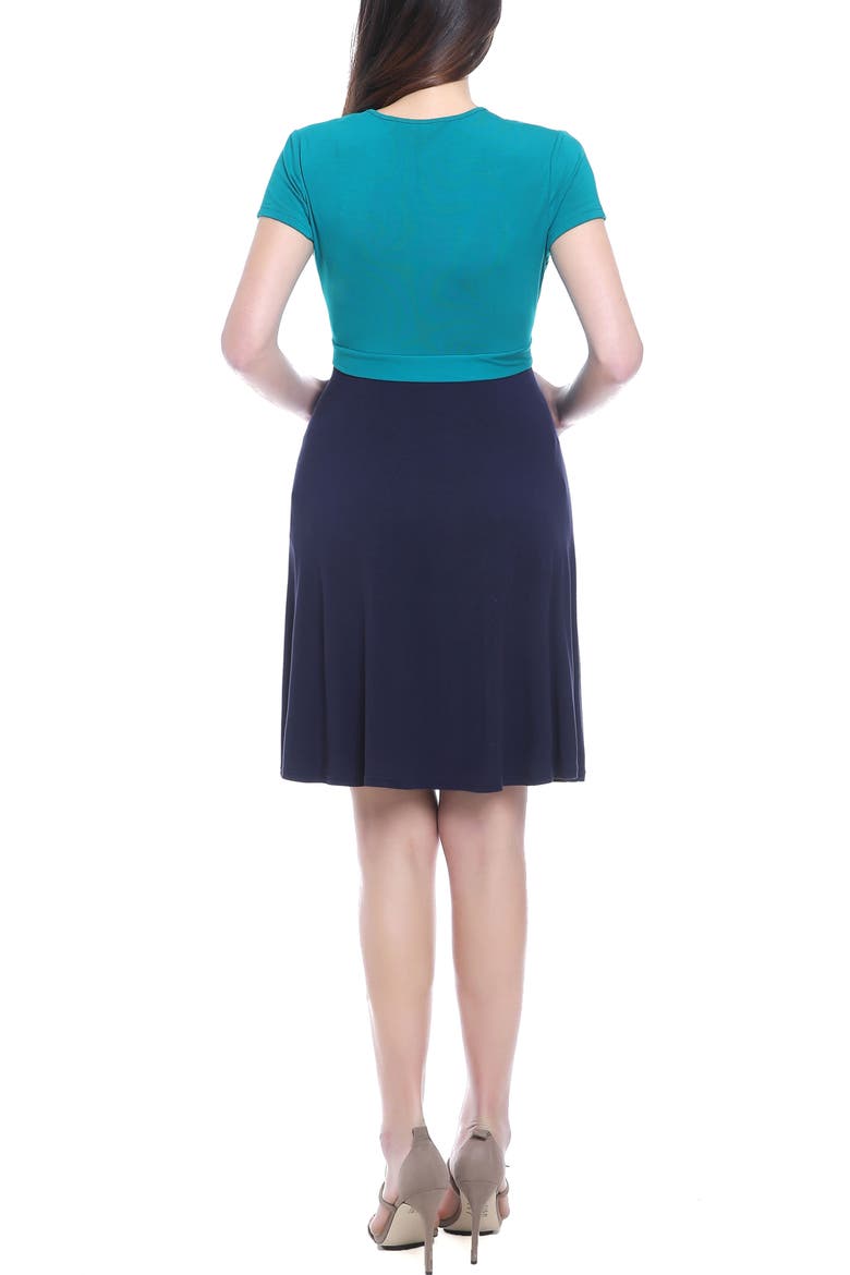 Sarah Faux Wrap Maternity/Nursing Dress, Alternate, color, Navy Teal