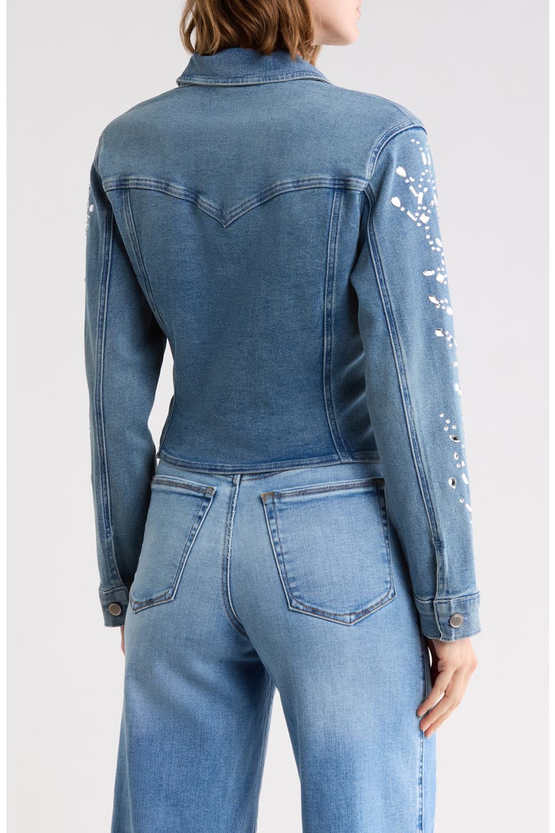 Fitted Embellished Trucker Jacket, Alternate, color, INDIGO1089