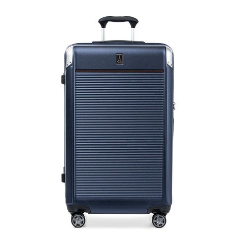 ,  Platinum Elite Hardside Expandable Checked- Large 28-Inch Spinner Wheel Luggage  ,  True Navy Blue