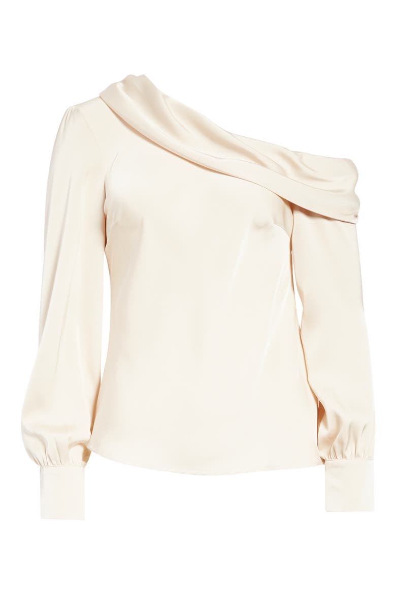 One-Shoulder Satin Long Sleeve Top, Alternate, color, CHAMPAGNE
