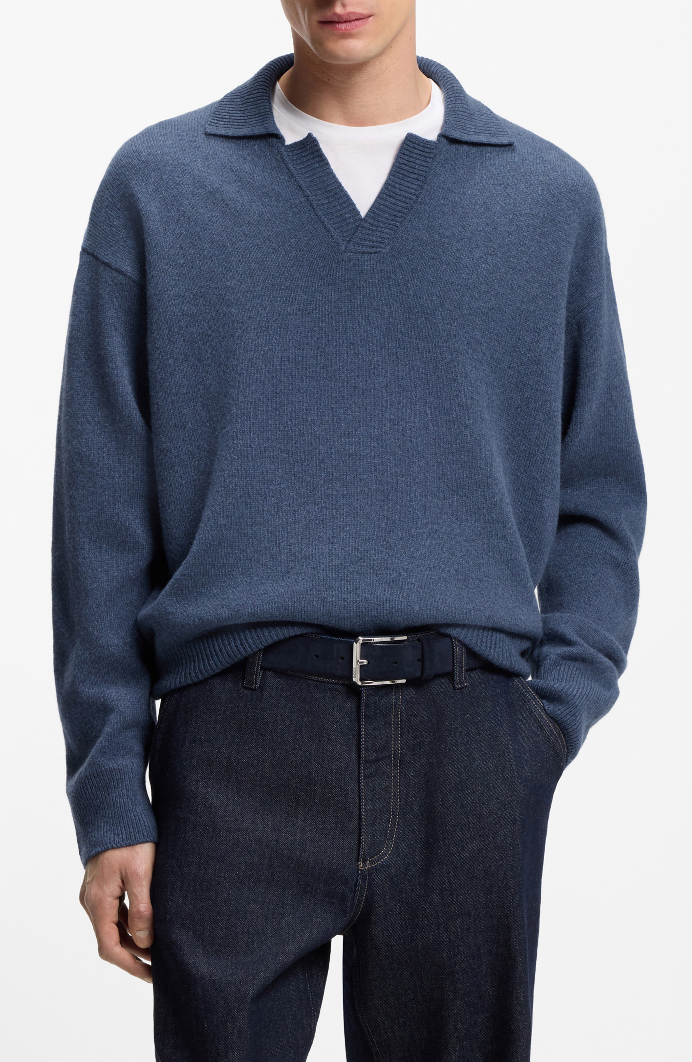 C-Ucari Long Sleeve Wool Polo Sweater - image 3