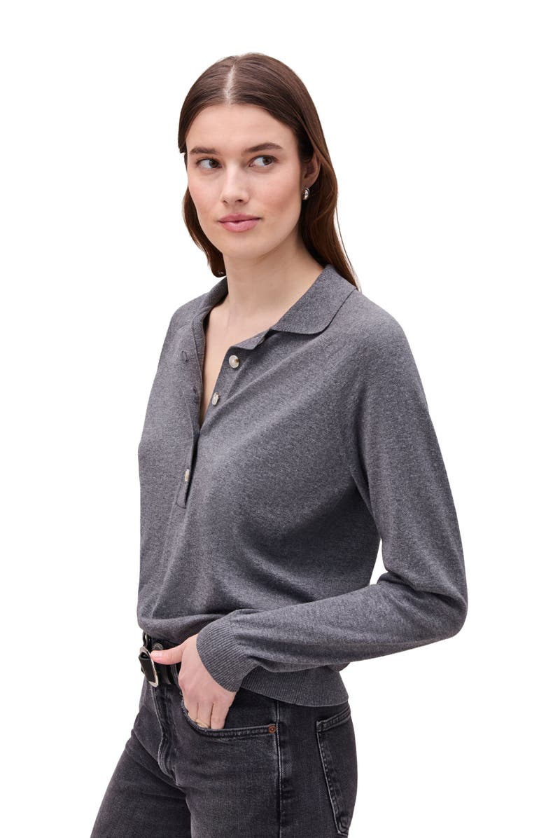 Richer Poorer Washable Cotton Silk Henley, Alternate, color, Charcoal Heather Grey
