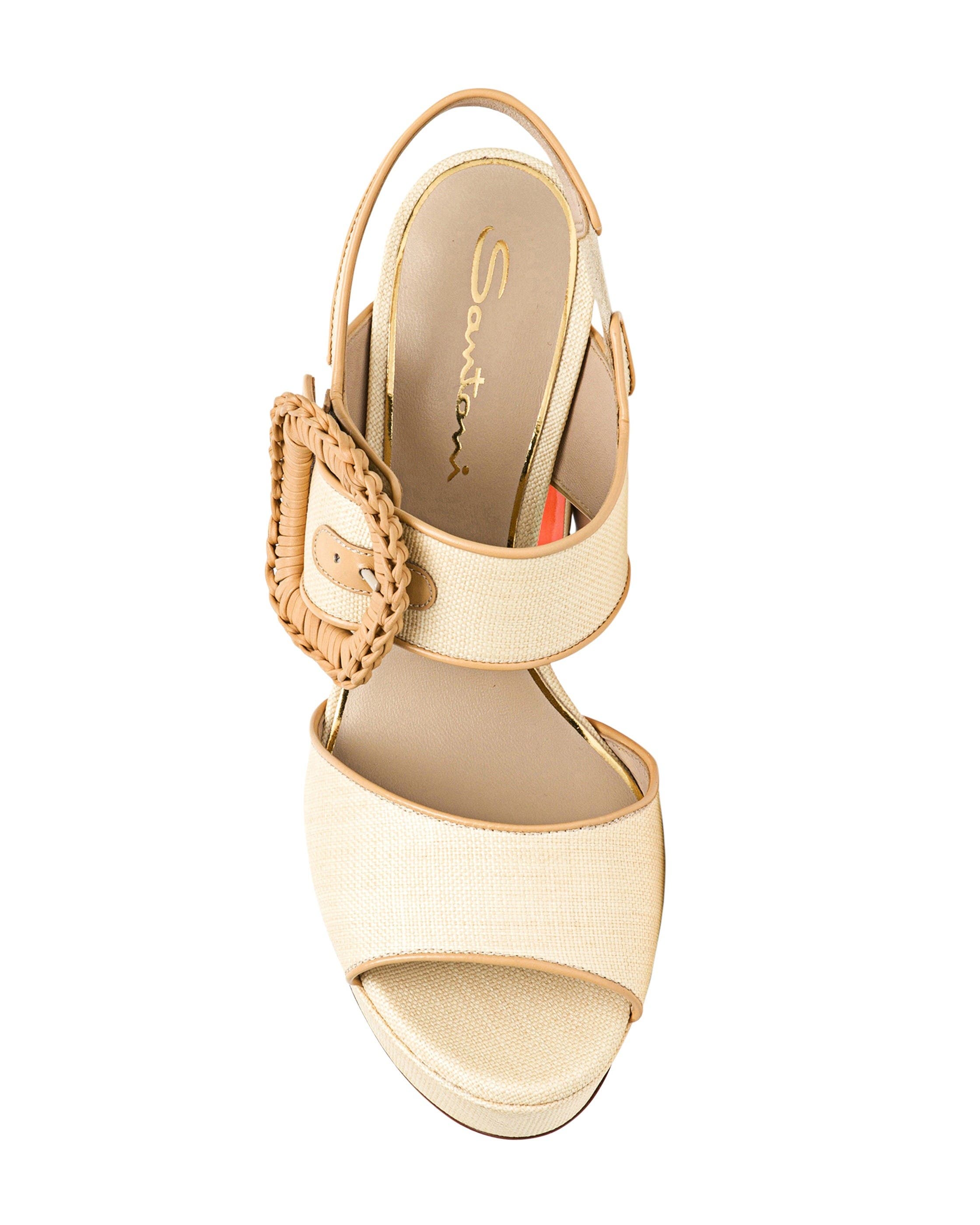 Santoni Women's Leather High-Heel Sandal, Alternate, color, Natural