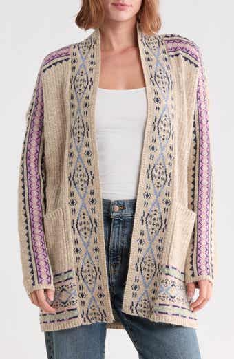 Geometric Border Pocket Cardigan
