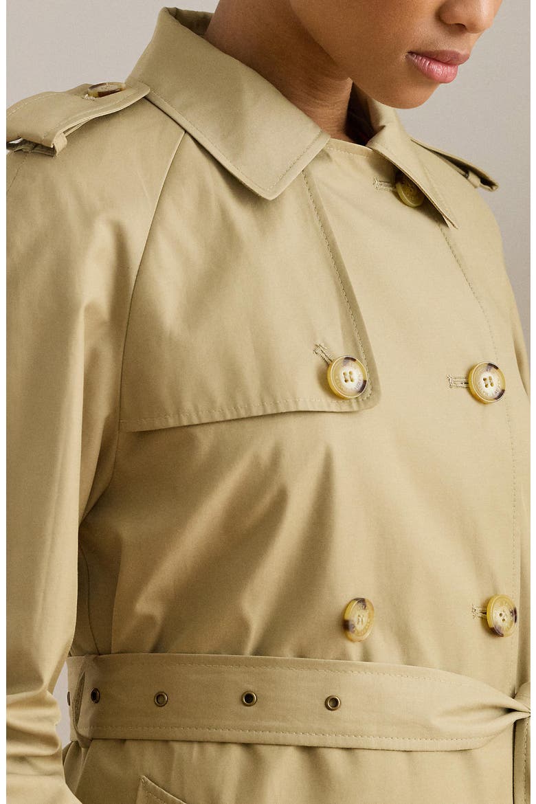 Double Breasted Cotton Blend Trench Coat, Alternate, color, SAND