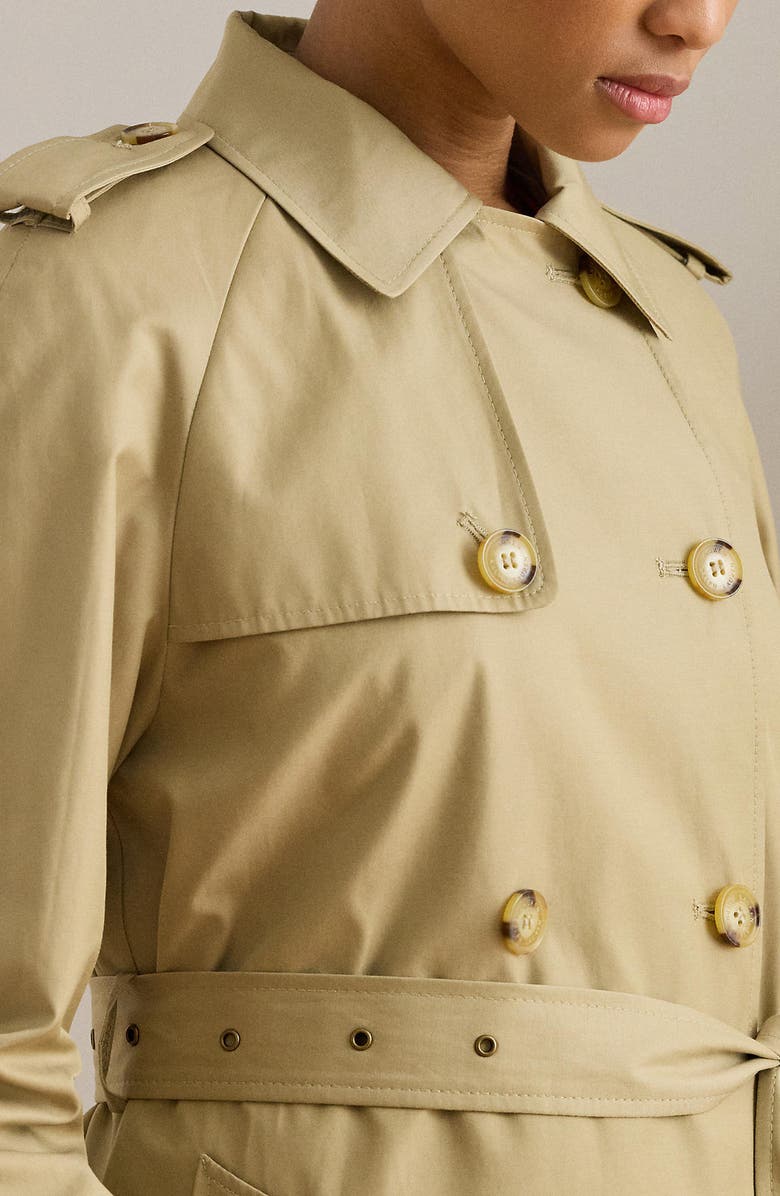 Lauren Ralph Lauren Double Breasted Cotton Blend Trench Coat, Alternate, color, Sand