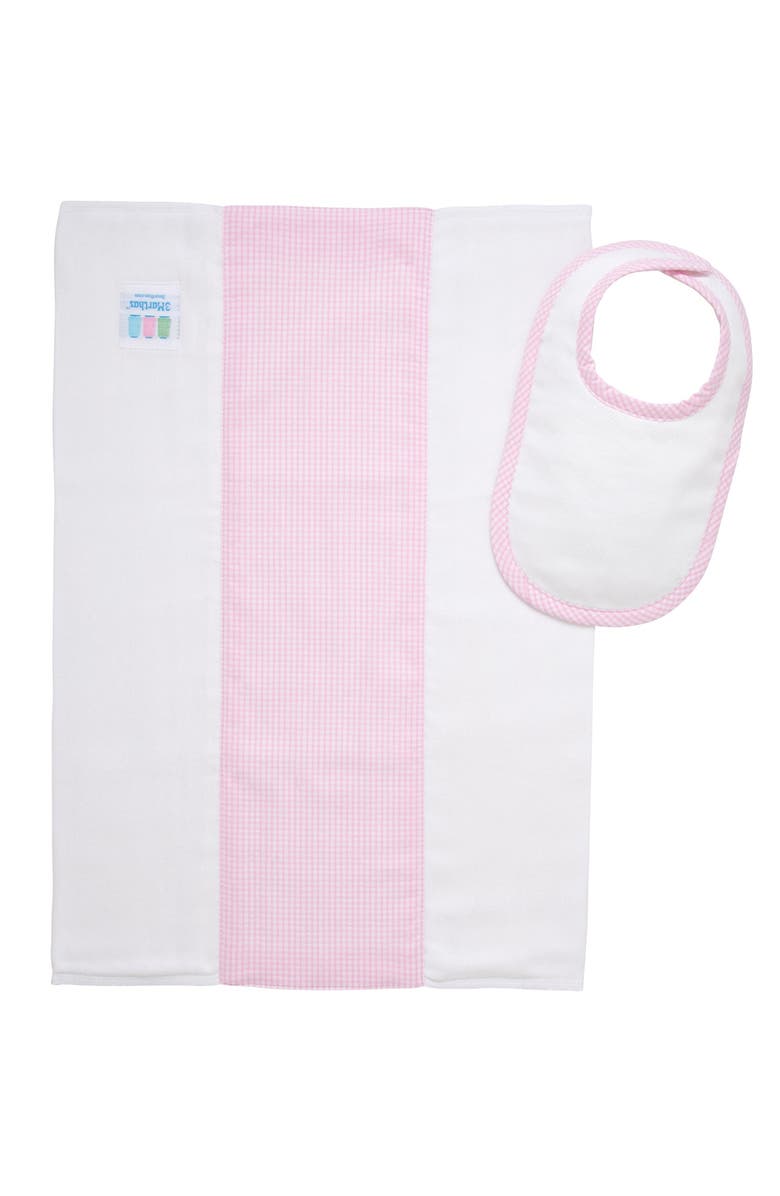 3 Marthas Small Check Drooler Bib & Burp Set, Alternate, color, Pink