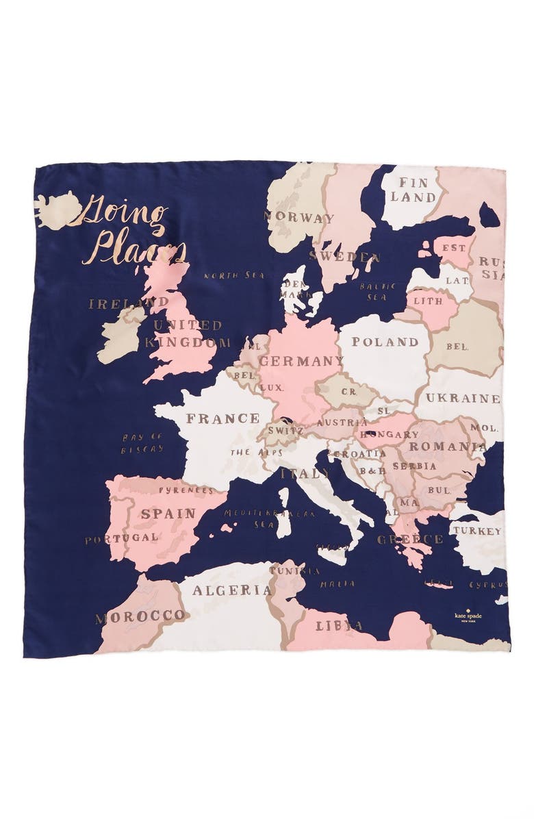 Kate Spade New York 'going places' silk scarf, Alternate, color,