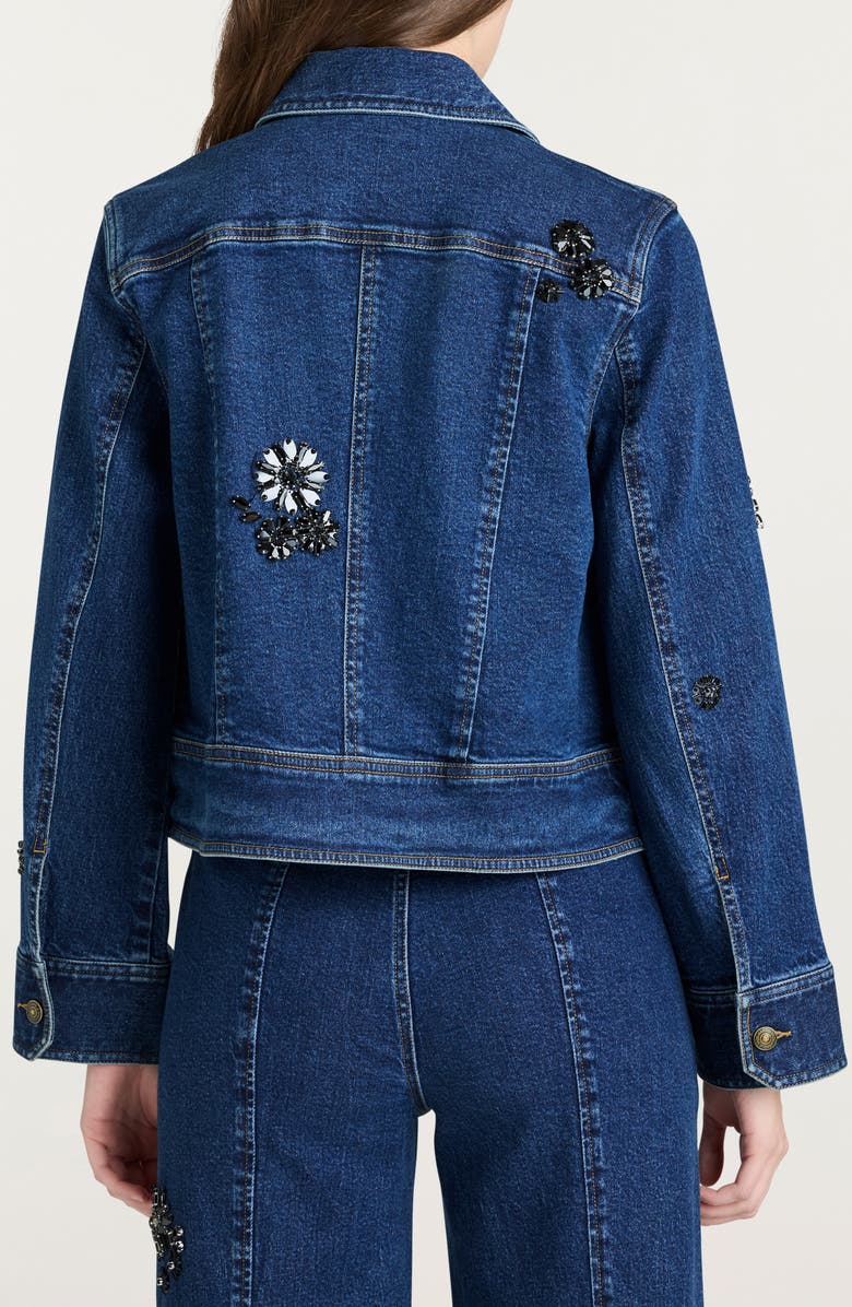 Cinq à Sept Crystal Detail Denim Trucker Jacket, Alternate, color, 