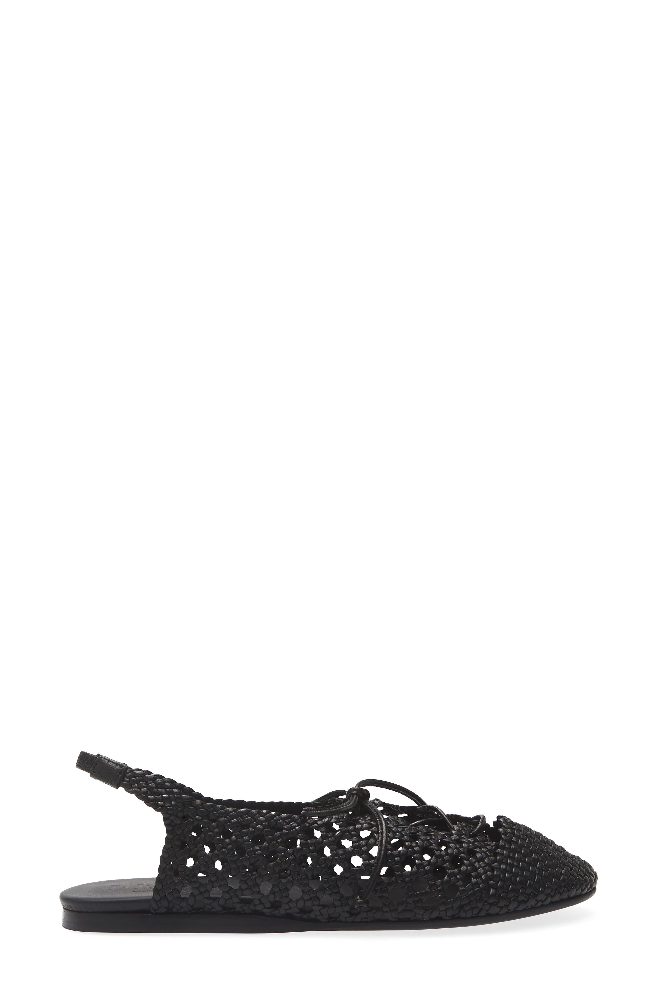 Sardana Handwoven Leather Lace Up Flat, Alternate, color, BLACK