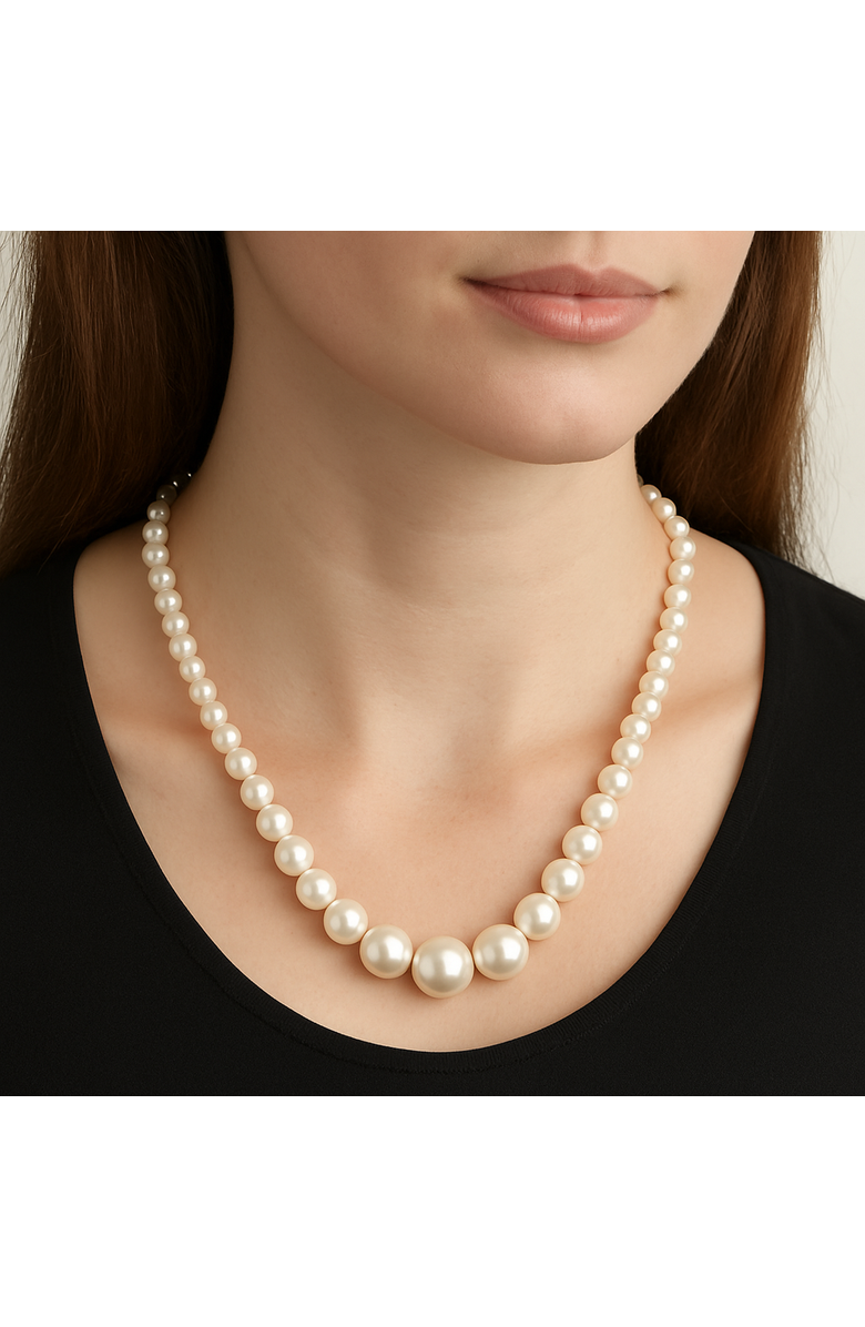 Donatello Gian Graduated Pearl Necklace, Alternate, color, White