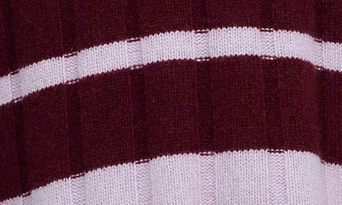 MADEWELL MADEWELL STRIPE RIB CASHMERE & WOOL BLEND FUNNEL NECK SWEATER 