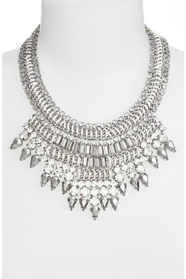 Mixed Media Bib Necklace, Alternate, color, SILVER MULTI