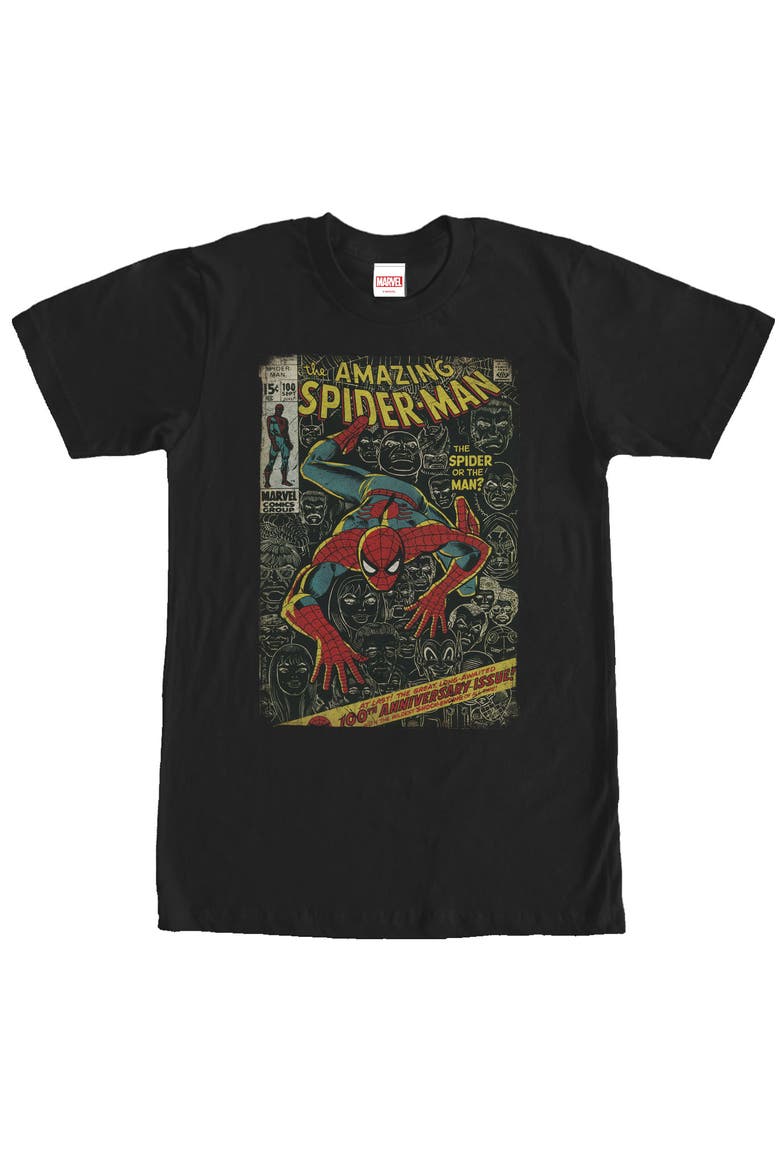 Men's Marvel Spider-Man Comic Book Anniversary Graphic Tee, Main, color, Black