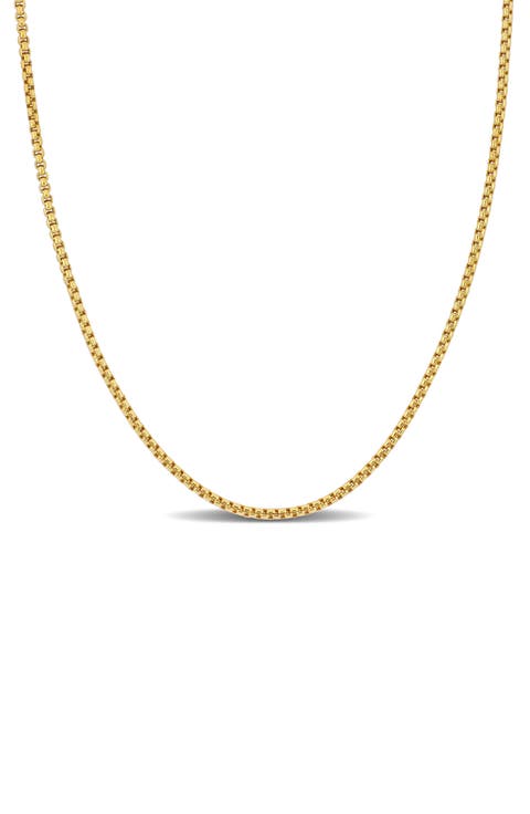 Round Box Link Chain Necklace, 1.60mm