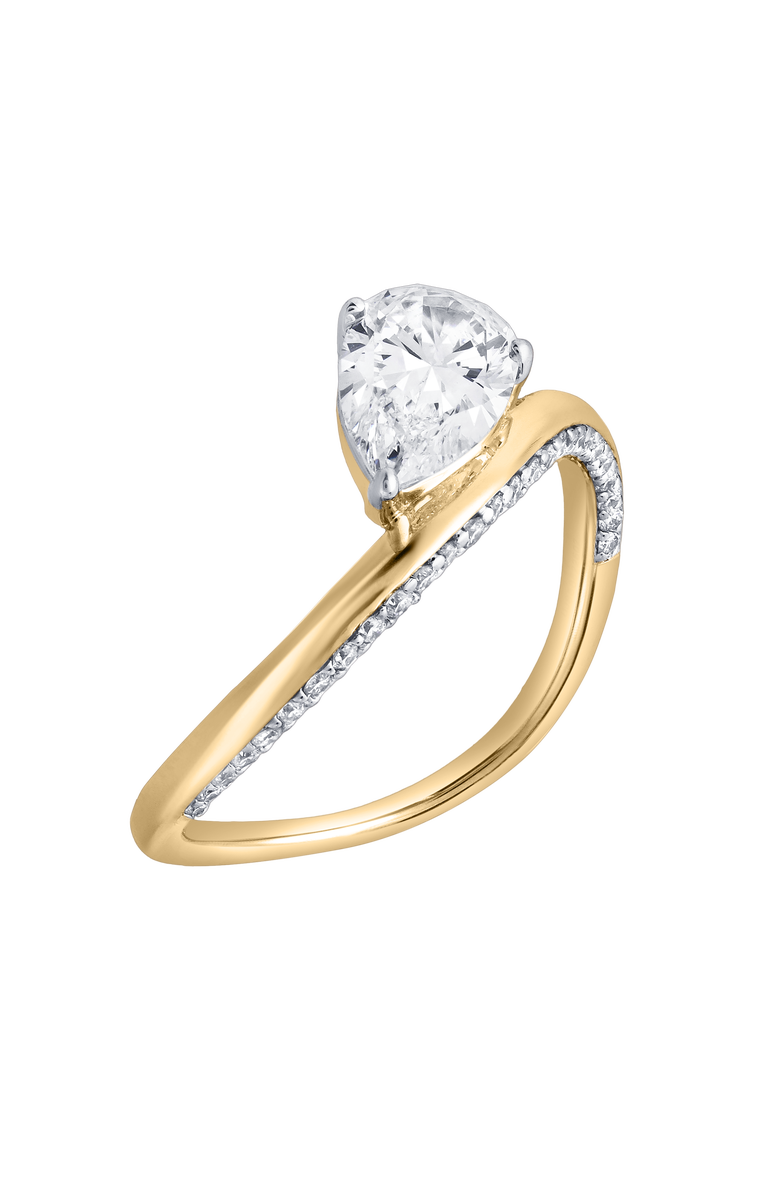 LuvMyJewelry Selena Silk Wave 2.00 Ct Pear Lab Grown Diamond Engagement Ring, Alternate, color, 14K Yellow Gold