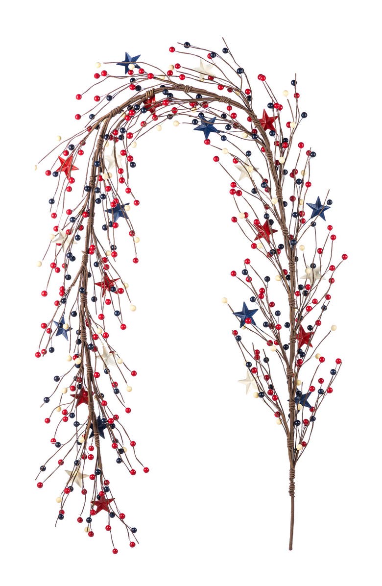 Glitzhome 72"L Patriotic Americana Stars & Berry Garland, Alternate, color, 