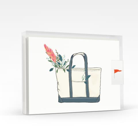 Tote Bag With Flowers Greeting Card Pack Set