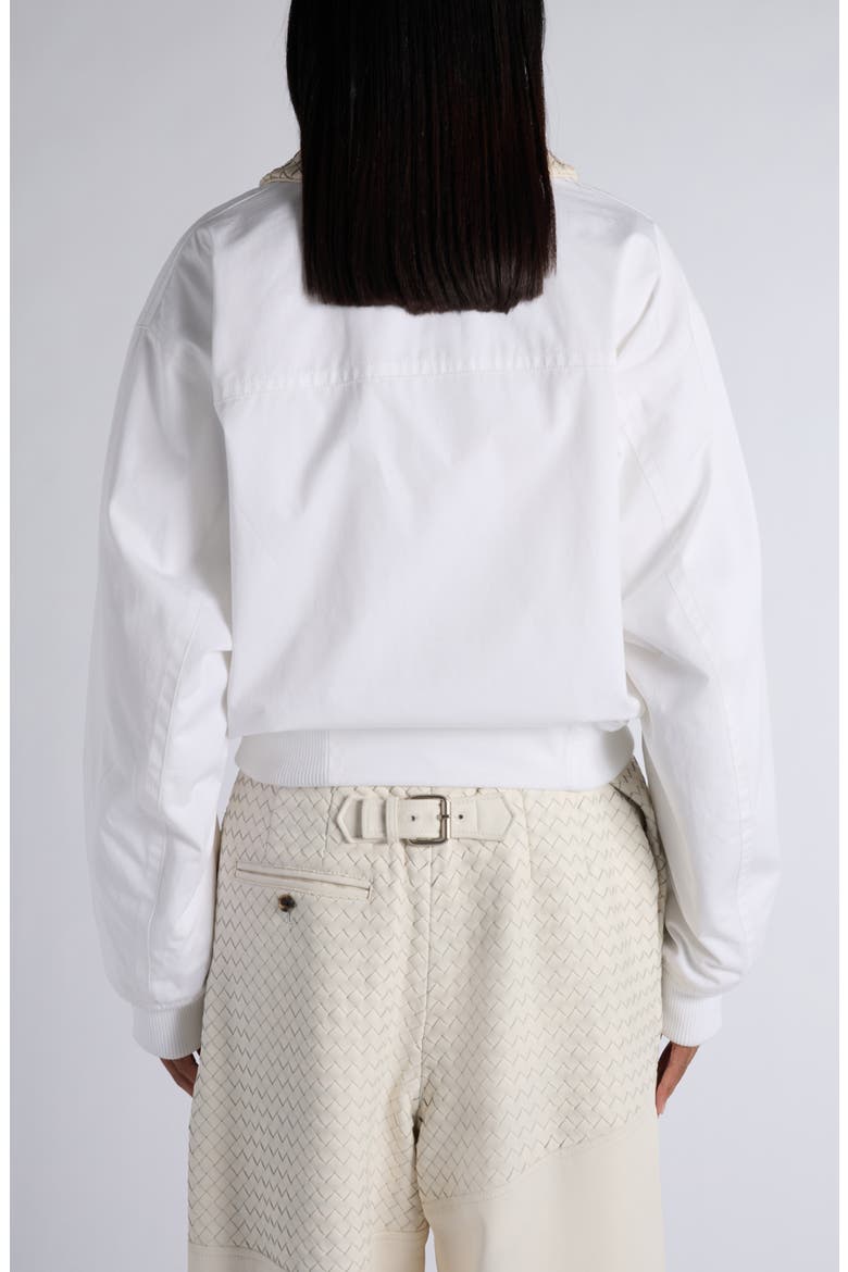 Intrecciato Leather Collar Water Repellent Jacket, Alternate, color, 9000 WHITE