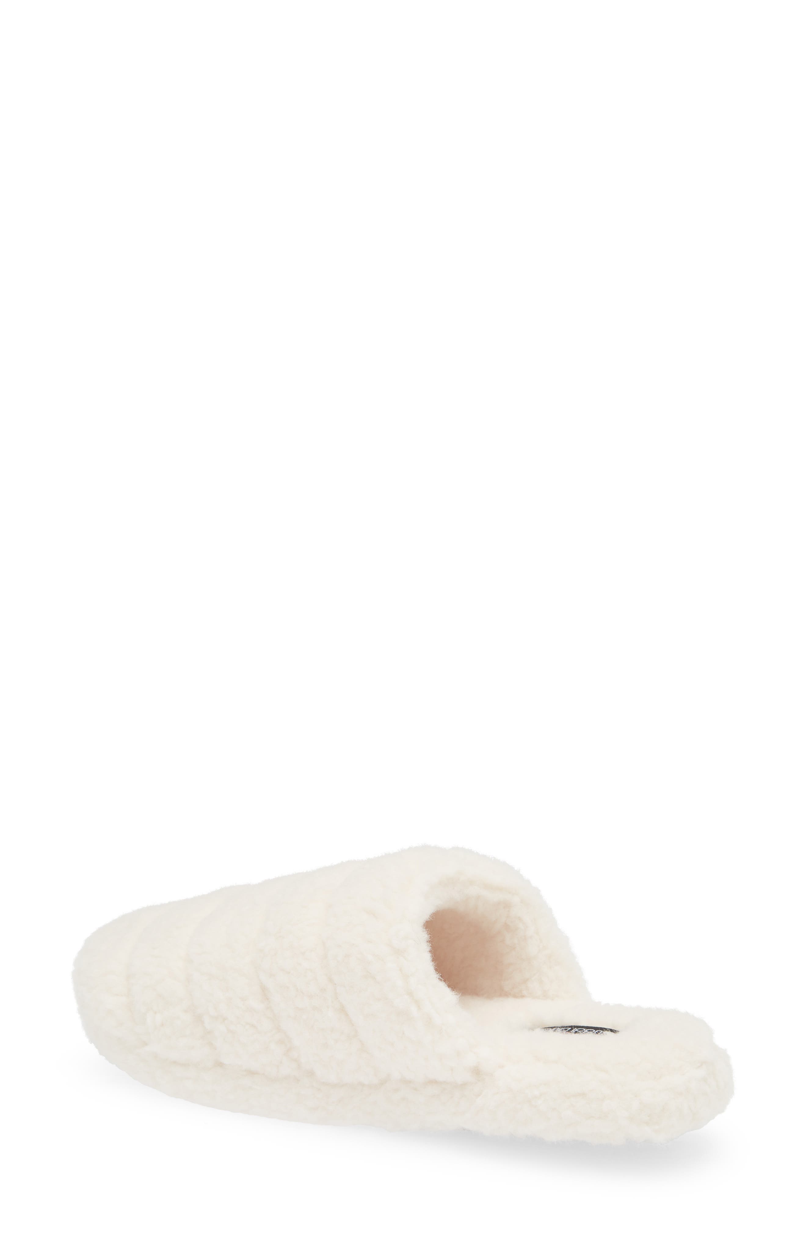Quilted Faux Fur Scuff Slipper, Alternate, color, IVORY