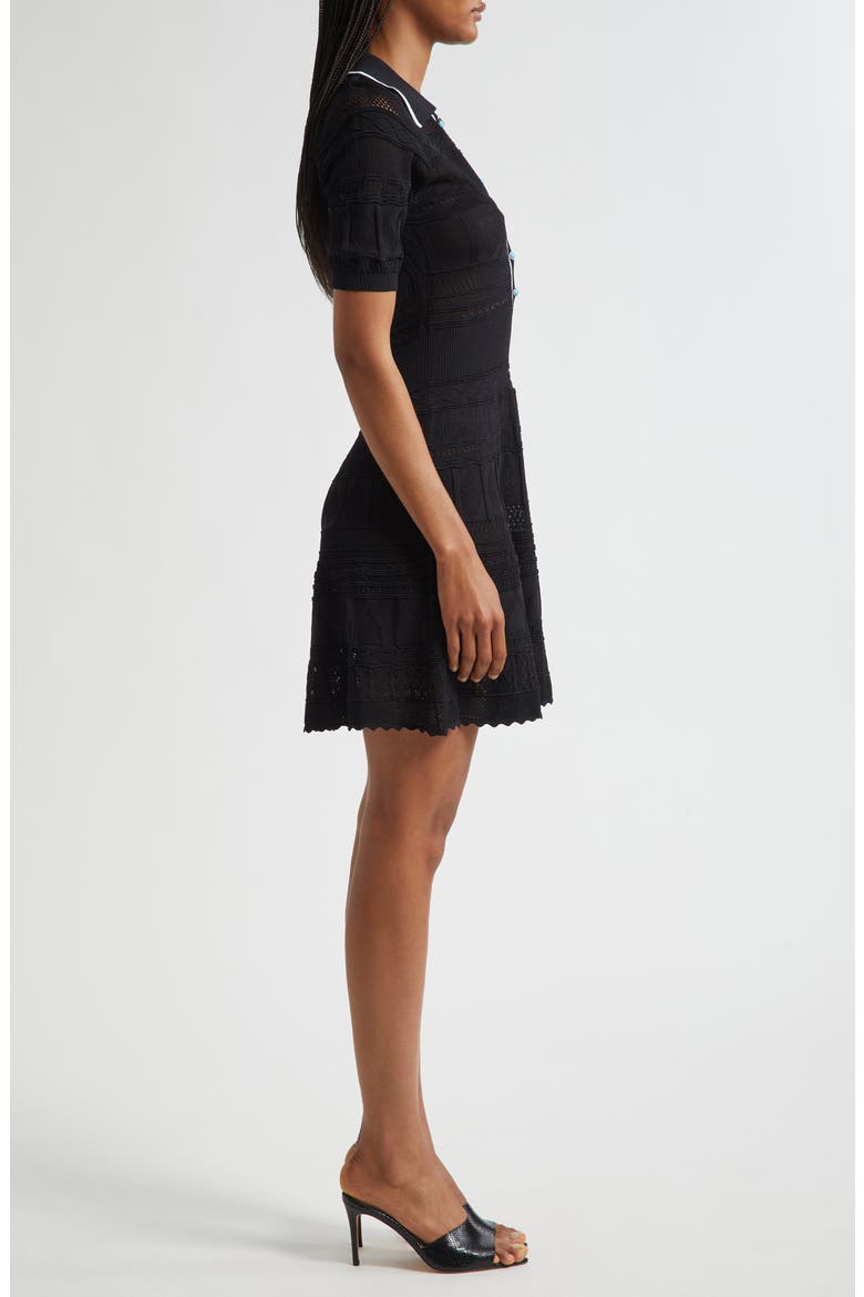 Dakoa Mixed Stitch Fit & Flare Knit Dress, Alternate, color, BLACK/ WHITE