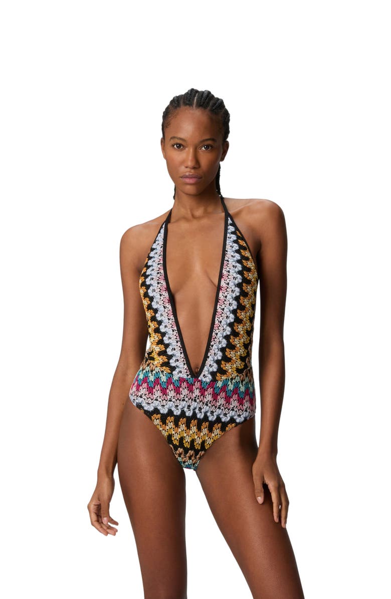 Missoni One-piece Swimsuit In Lamé Viscose Lace, Main, color,