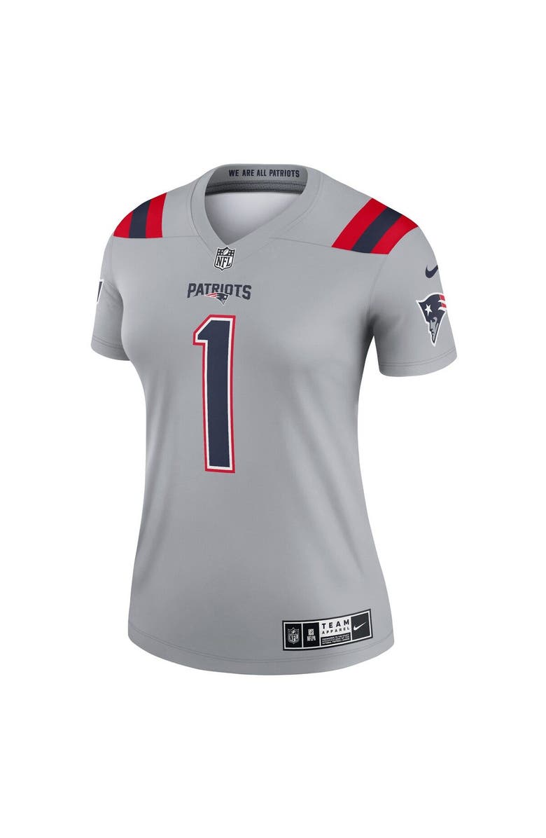 Nike Women's Nike Cam Newton Gray New England Patriots Inverted Legend Jersey, Alternate, color, Gray