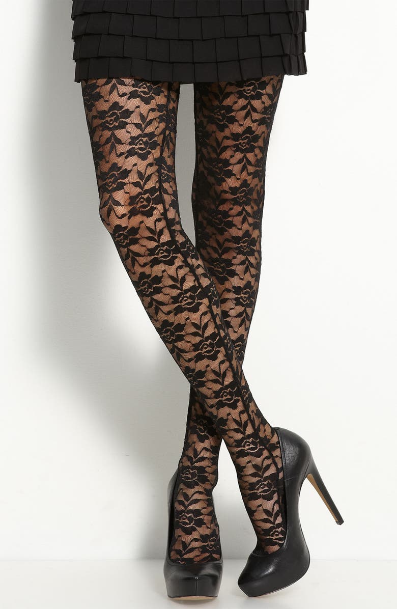 Betsey Johnson Lacy Tights, Main, color,