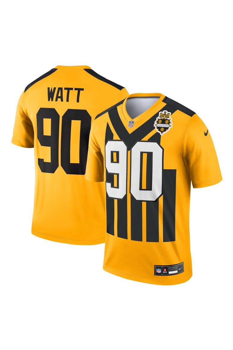 Men's Nike T.J. Watt Gold Pittsburgh Steelers Alternate 1933 Throwback Legend Player Performance Top, Main, color, Gold