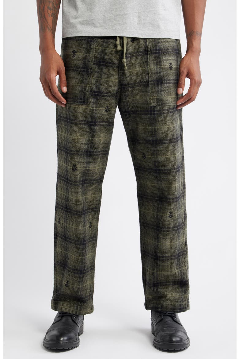 Thistle Plaid Chef Pants, Main, color, OLIVE