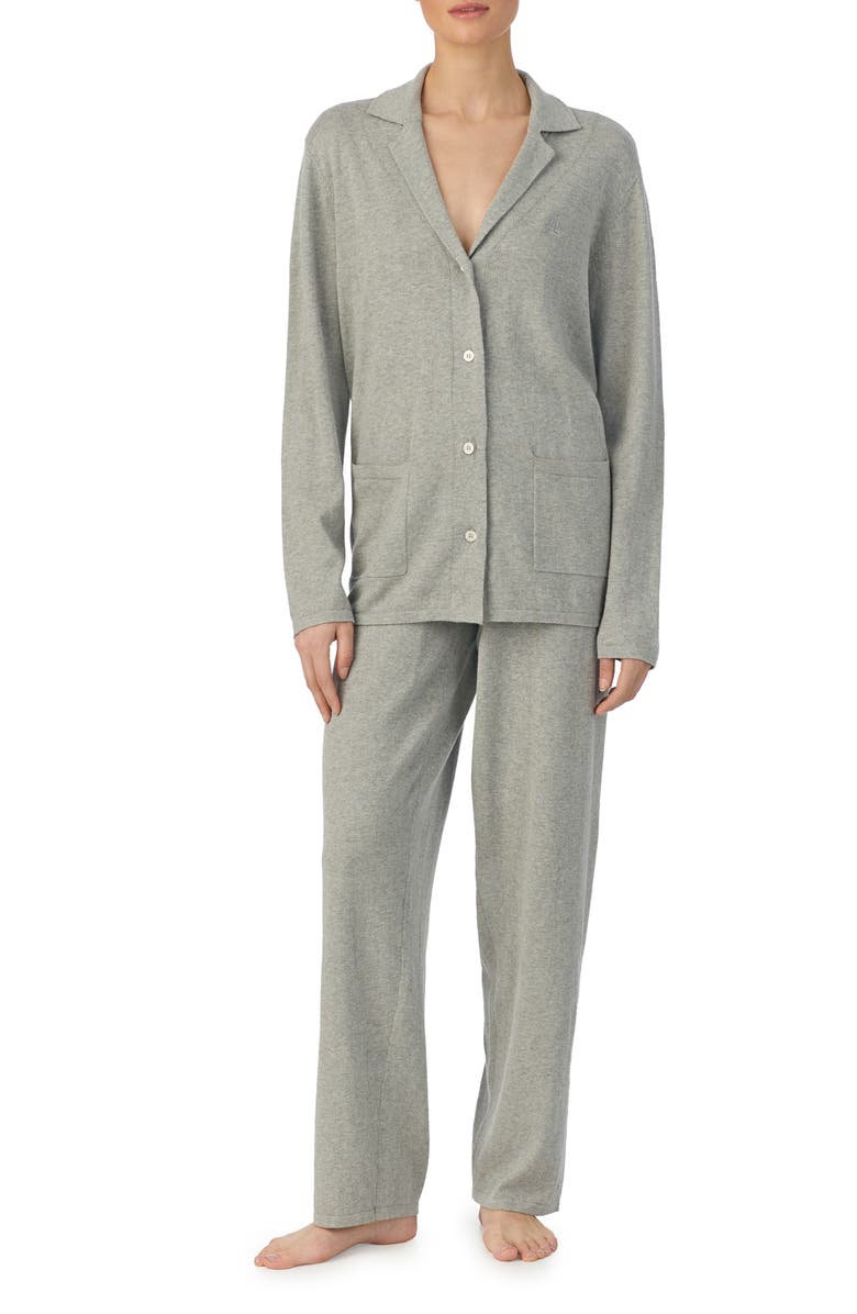 Lauren Ralph Lauren Long Sleeve Cotton & Cashmere Knit Pajamas, Main, color,