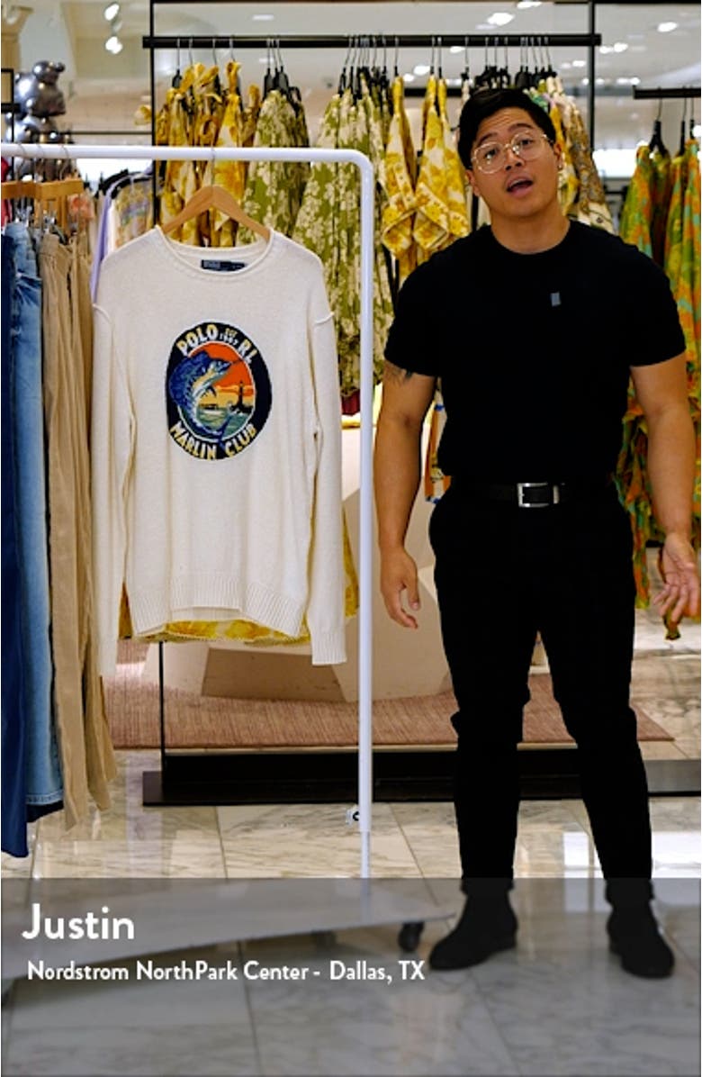 Cotton & Linen Graphic Crewneck Sweater, sales video thumbnail