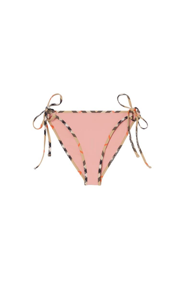 Burberry Check Trim Bikini Briefs, Alternate, color, Begonia Pink
