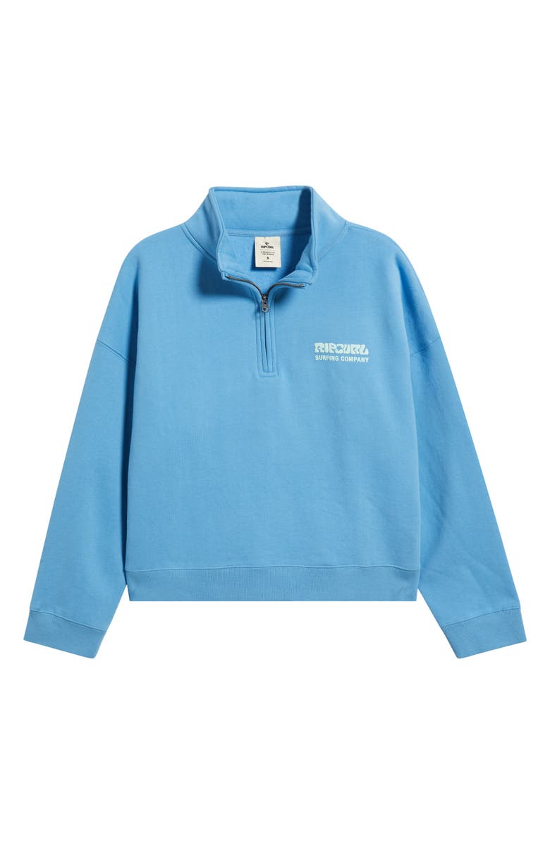 Rip Curl Surf Puff Logo Quarter Zip Sweatshirt, Alternate, color, Azure Blue