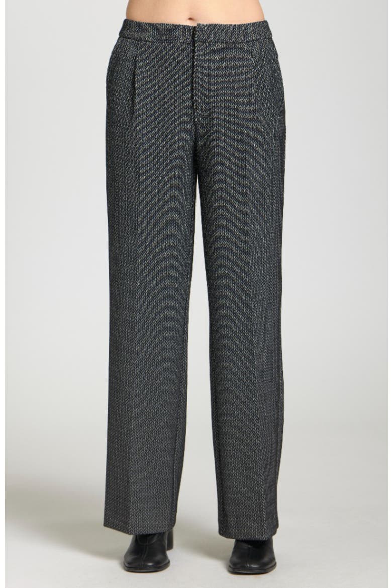 Chevron Pleat Front Straight Leg Pants, Main, color, BLACK/ GREY/ SILVER