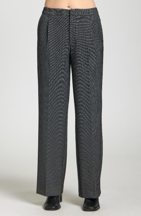 Chevron Pleat Front Straight Leg Pants