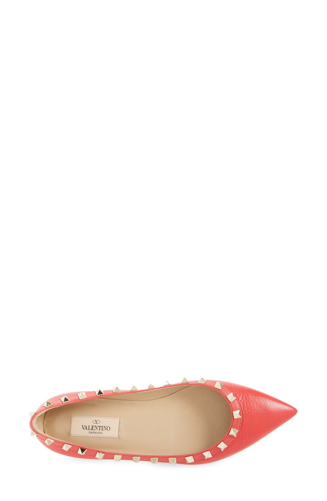 Valentino Rockstud Ballerina Flat, Alternate, color, FRAGOLA RED LEATHER