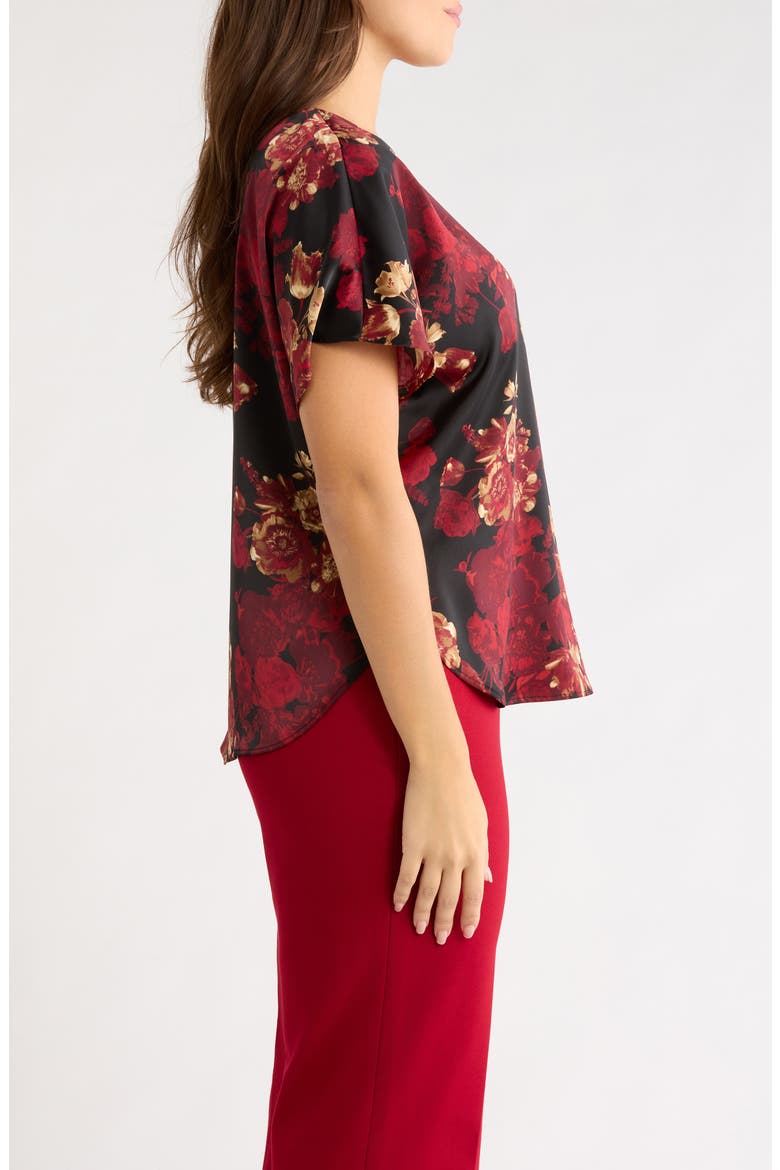 Bateau Neck Short Sleeve Top, Alternate, color, TITIAN RED MULTI