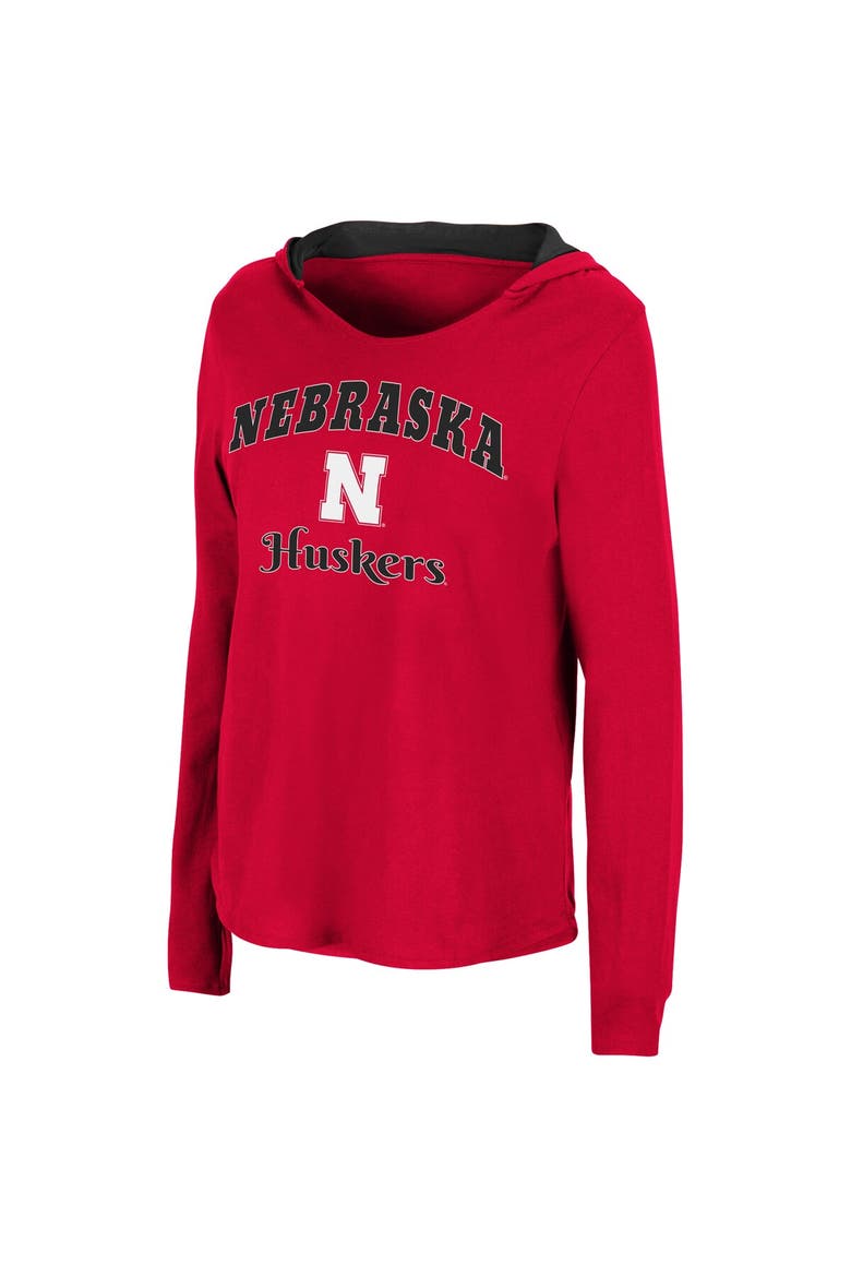 Women's Colosseum Scarlet Nebraska Huskers Catalina Hoodie Long Sleeve T-Shirt, Alternate, color, Scarlet