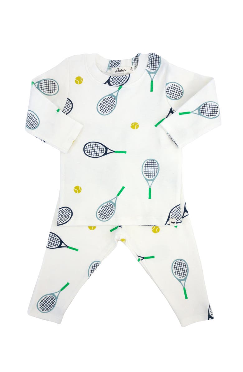 oh baby! Tennis Print Two Piece Set, Alternate, color, Cream