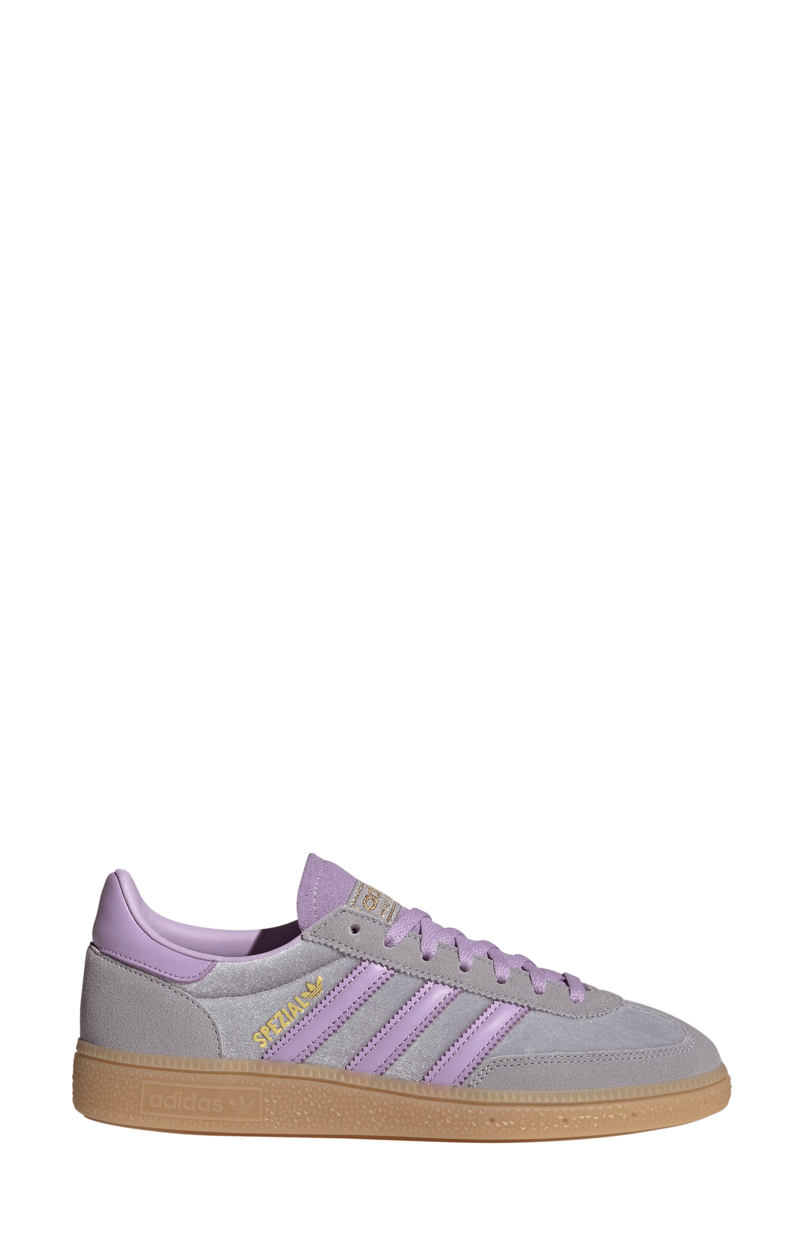 adidas Handball Spezial Sneaker, Alternate, color, Glory Grey/ Powder Plum/ Gum