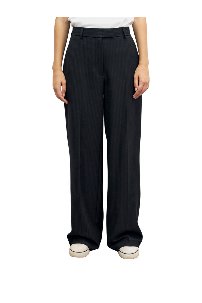 Mimi Pinstripe Wide Pants, Main, color, Black