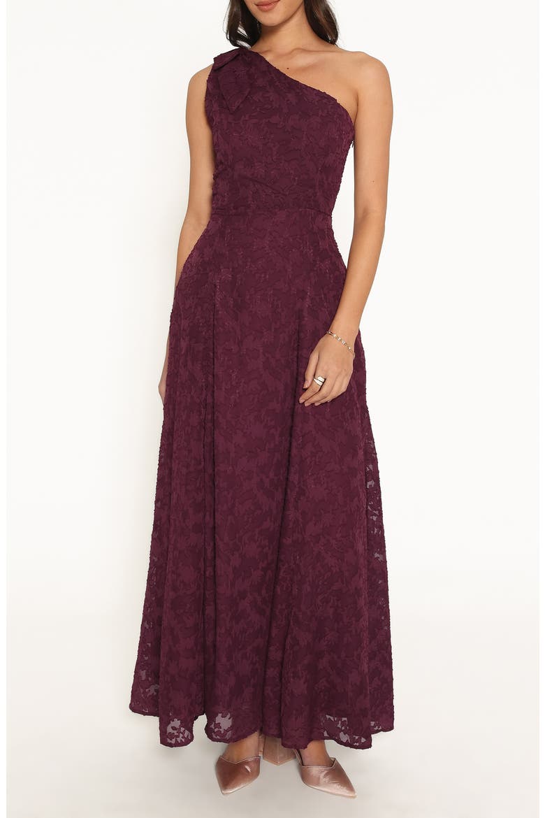 Astarla One-Shoulder Maxi Dress, Main, color, PLUM BURNOUT