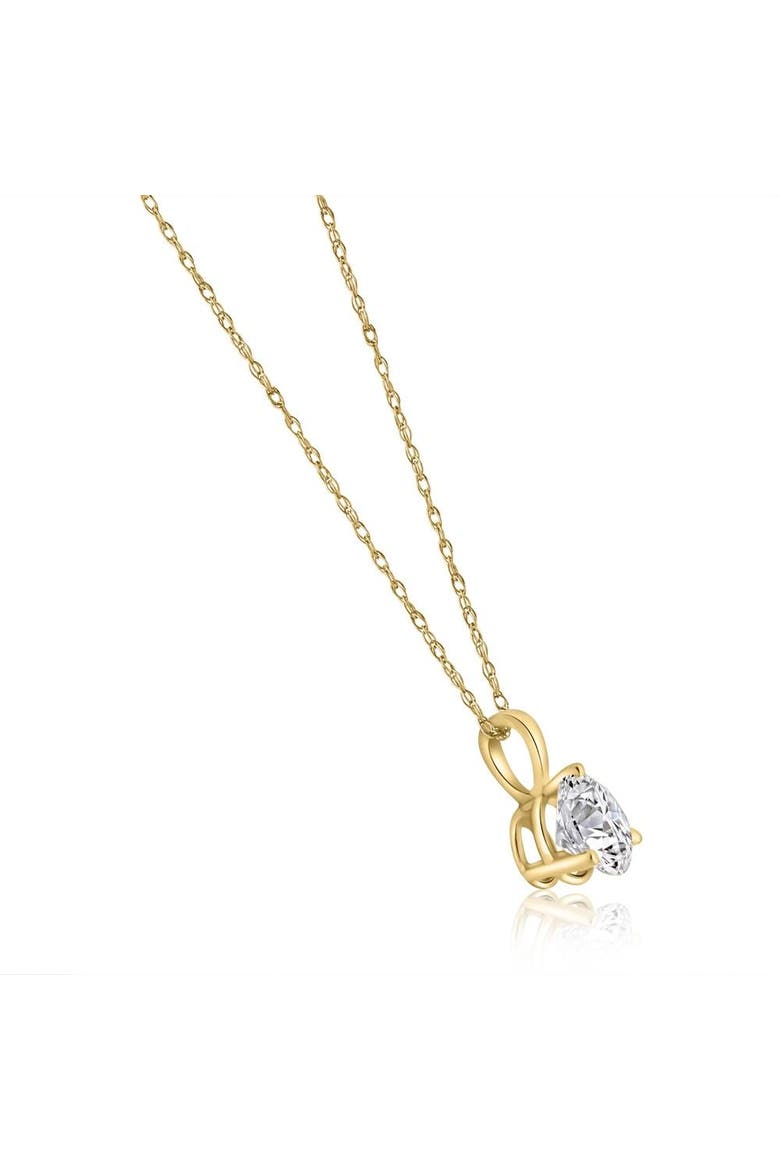 1/3Ct Diamond Small Solitaire Pendant Lab Grown 14k Gold 3-Prong Necklace, Alternate, color, 14k Yellow Gold