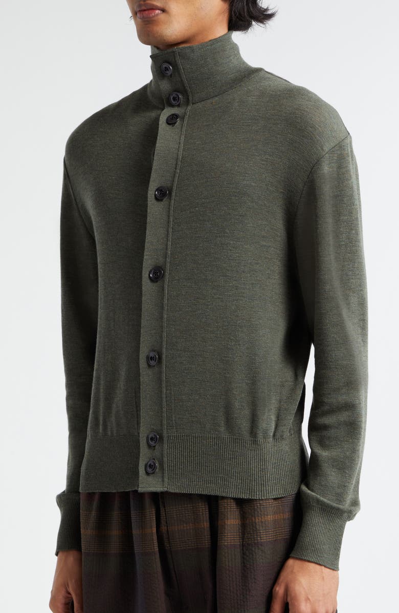 Lemaire Stand Collar Wool Cardigan, Alternate, color, 