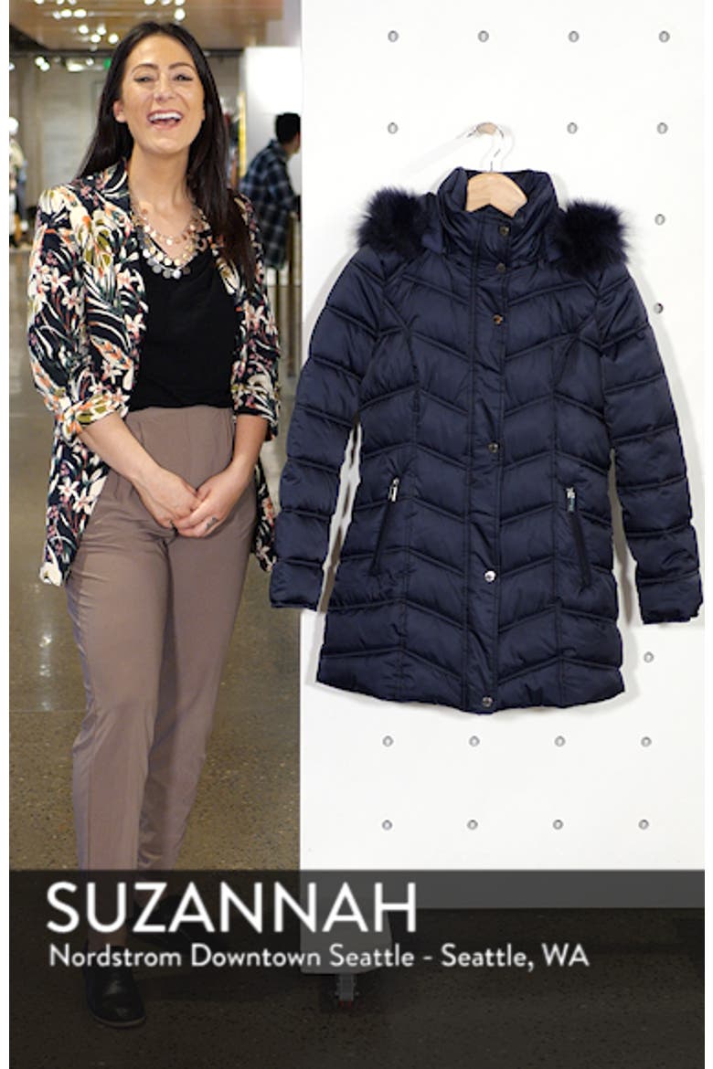 Faux Fur Trim Puffer Jacket video