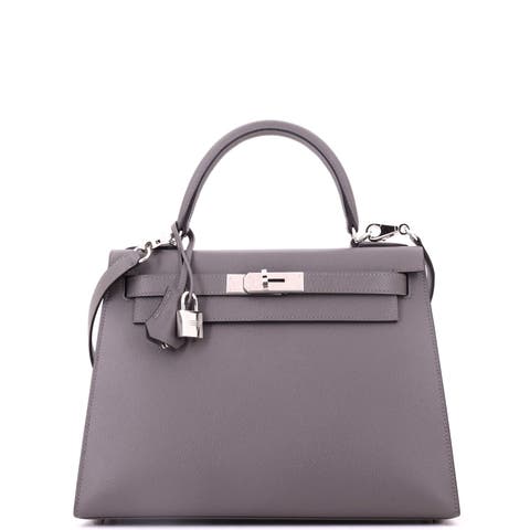 Kelly Handbag Grey Epsom with Palladium Hardware 28