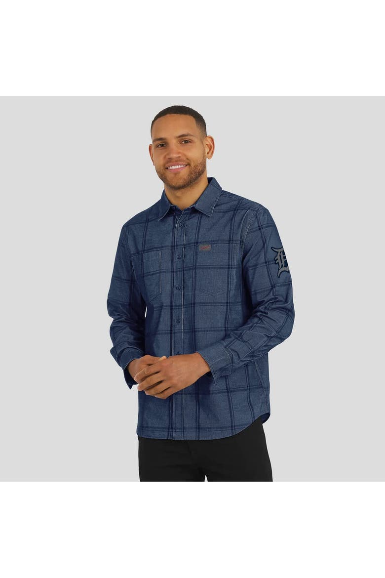 Men's Darius Rucker Collection by Fanatics Navy Detroit Tigers Thin Wale Corduroy Plaid Button Up Shirt, Alternate, color, Navy